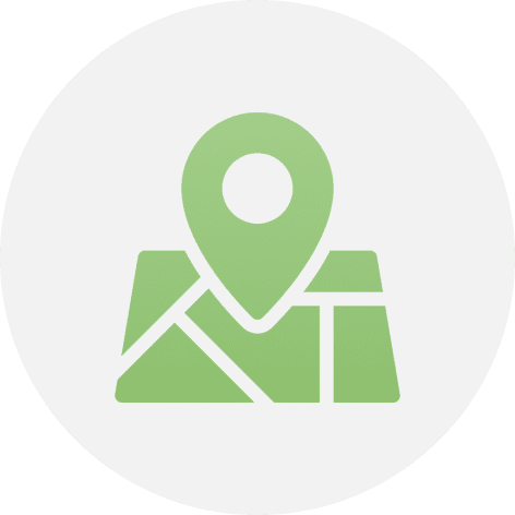 Green map icon with location pin.