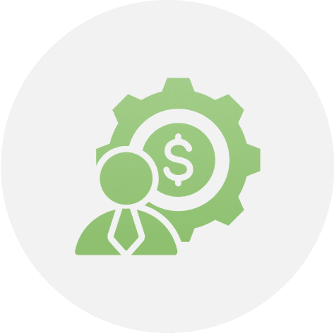 Business icon with person and dollar sign.